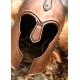 Casque troyen avec crête noire et finition cuivre
