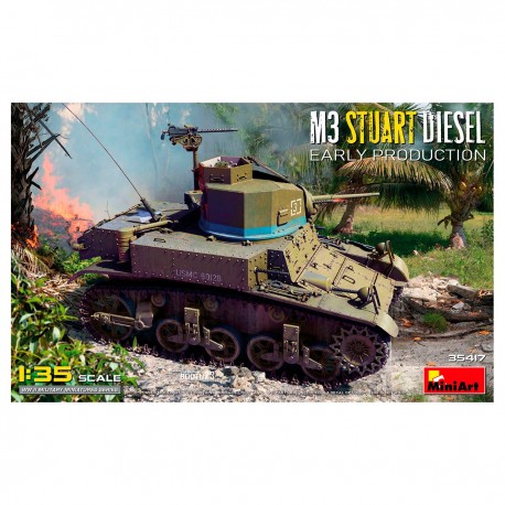 Kit de tanque M3 Stuart Diesel 1:35 con calcas MiniArt