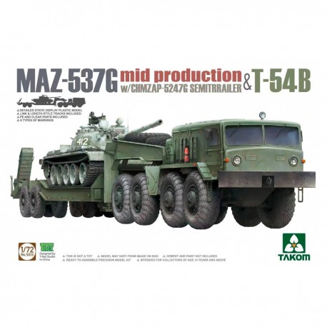 Modèle à l'échelle MAZ-537G avec tank et remorque Takom