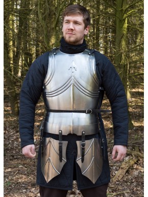 Cuirasse gothique en acier avec tassets, sangles ajustables