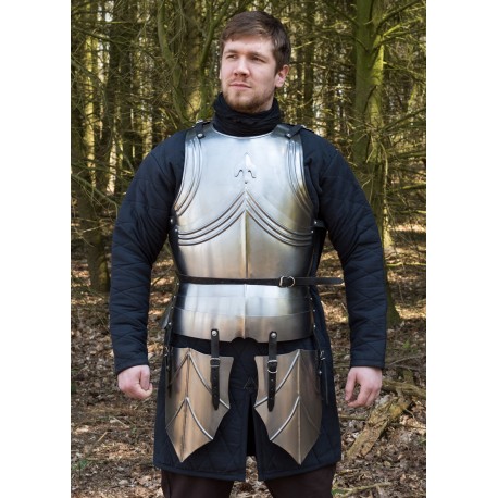 Cuirasse gothique en acier avec tassets, sangles ajustables