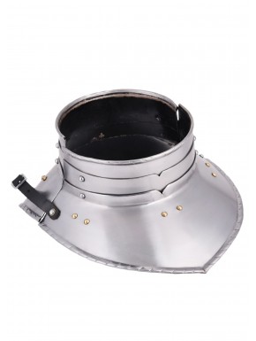 Gorget français du XIIIe siècle en acier avec rivets en laiton