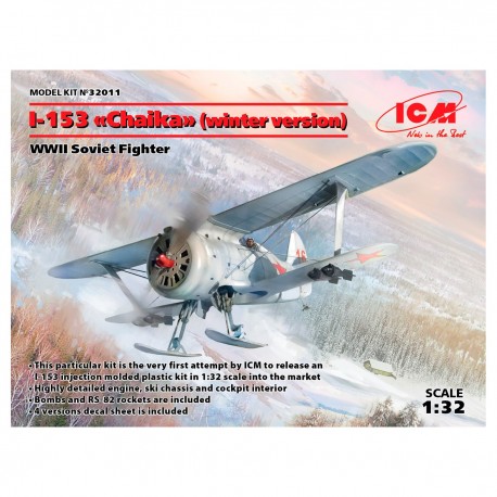Caja del modelo I-153 avión soviético versión invierno
