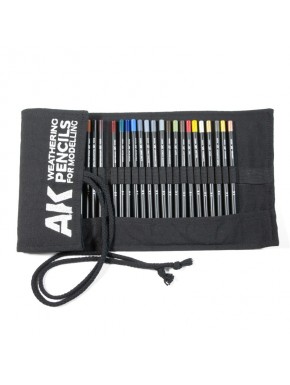 Étui en tissu noir avec crayons Weathering AK-Interactive