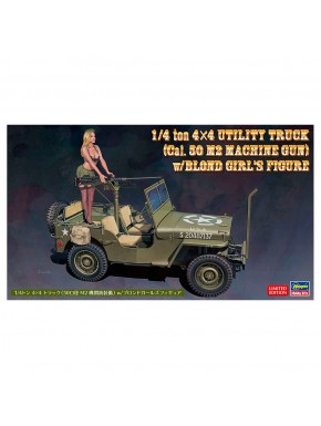 Modelo Hasegawa caminhão 4x4 com figura loira e metralhadora