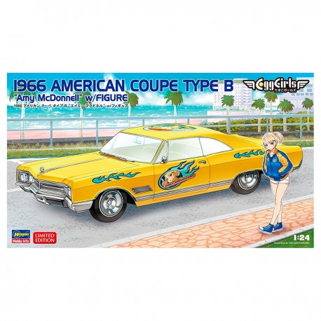 Maqueta de coche americano 1966 con figura Amy McDonnel