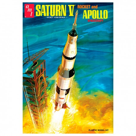 Maqueta de cohete Saturno V y nave Apolo de AMT