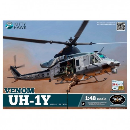 Kit maquette Bell UH-1Y Venom 1/48 de Kitty Hawk avec pièces et décalcomanies