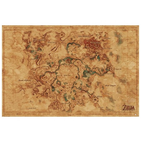Zelda Poster Mappa di Hyrule Respiro del Selvaggio