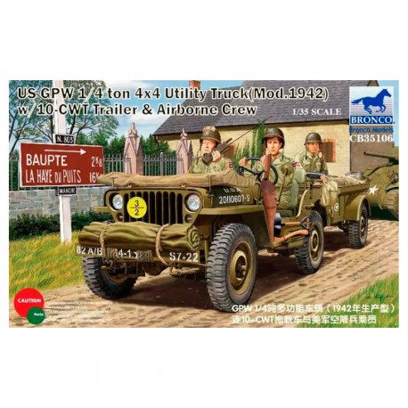 Modèle Jeep GPW 1/4 Ton 4x4 avec remorque et équipage