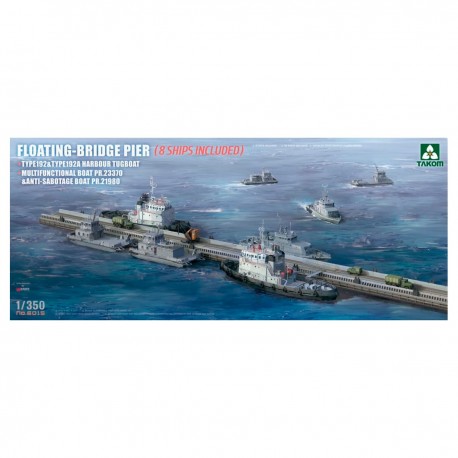 Kit de modélisme Pont Flottant 1/350 de Takom avec 8 bateaux