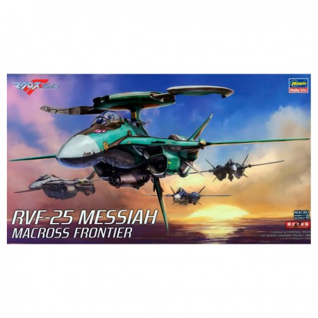 Modelo em escala RVF-25 Messiah Macross Frontier em verde e preto