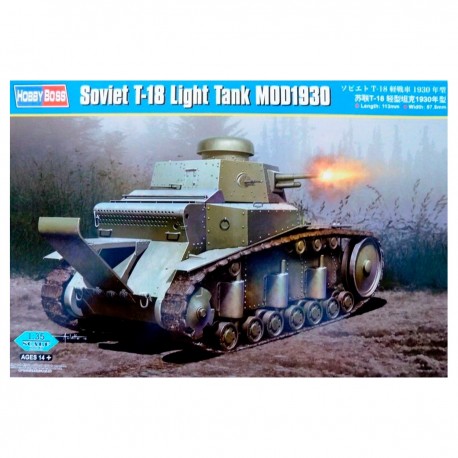 Modelo em escala Soviet T-18 Light Tank Mod1930 da HobbyBoss