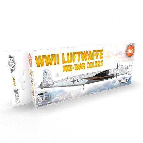 Conjunto de tintas acrílicas WWII Luftwaffe Mid-war Colors da AK-Interactive
