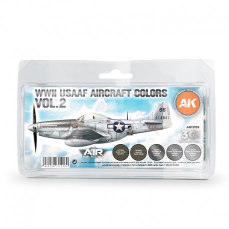 Set de peintures WWII USAAF Aircraft Colors Vol.2 par AK-Interactive