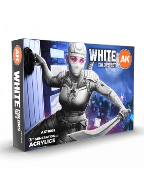 Set de peintures acryliques blanches AK-Interactive