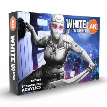 Set de peintures acryliques blanches AK-Interactive
