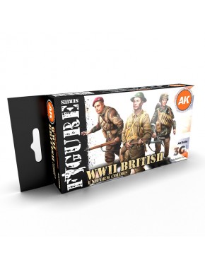Coffret peintures 3Gen uniformes britanniques WWII AK-Interactive