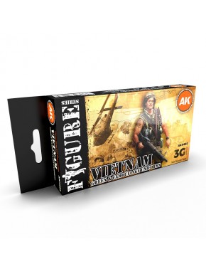 Coffret Peinture Uniformes Verts et Camouflages Vietnam par AK-Interactive