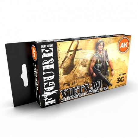 Conjunto de Pintura Vietnam Green & Camouflage Uniforms da AK-Interactive