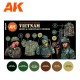 Conjunto de Pintura Vietnam Green & Camouflage Uniforms da AK-Interactive