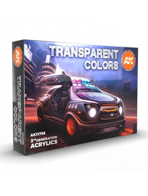 Ensemble de couleurs transparentes AK-Interactive avec 6 peintures acryliques