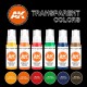 Set de colores transparentes de AK-Interactive con 6 pinturas acrílicas
