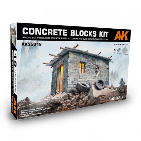 Kit de blocs de béton et plaques ondulées à l'échelle 1:35