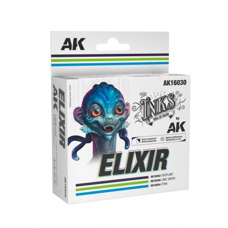 Set d'encres Elixir d'AK-Interactive avec des tons vibrants