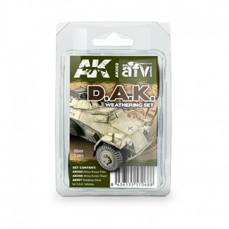 Set de envejecimiento AK-Interactive para vehículos Africa Korps