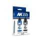 Set de peinture acrylique AK Dual Exo Ultra Blue et Almirant Blue