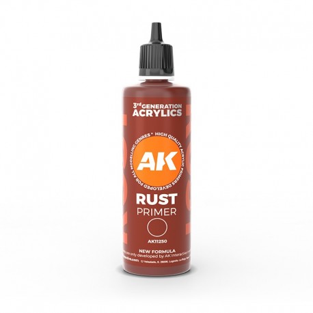 Bouteille d'apprêt acrylique rouille de 100ml AK-Interactive