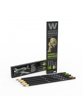 Ensemble de crayons de nuances vert et marron AK-Interactive