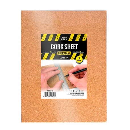Pack de 2 plaques de liège fin AK-Interactive 200x300x2mm