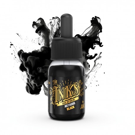 Flacon d'encre acrylique noire d'AK-Interactive