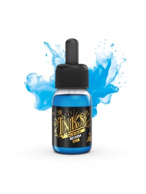 Bouteille d'Encre Acrylique Cyan AK-Interactive