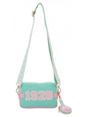 Bolsa sling Disney verde menta e rosa com porta-moedas acoplado