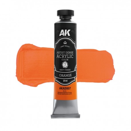 Tubo de pintura acrílica densa naranja AK de 20 ml