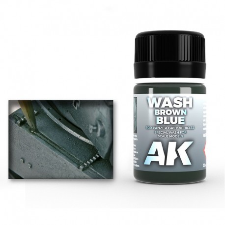 Émail Lavage Bleu Marron pour Gris Panzer AK-Interactive