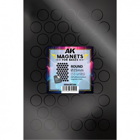 Feuilles magnétiques autoadhésives Ø25mm AK-Interactive