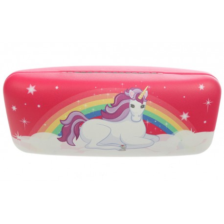 Étui à lunettes rose licorne enchantée