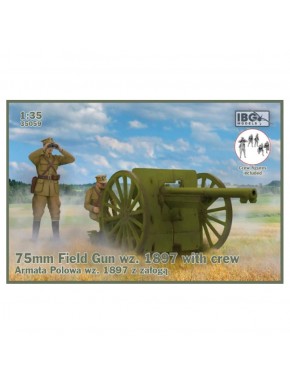 Cañón de campaña 75mm Wz. 1896 con figuras en campo