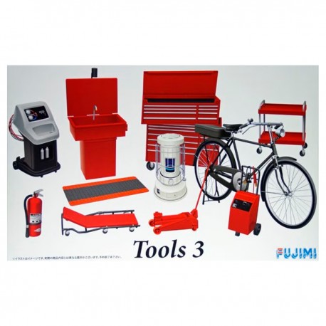 Set d'outils Fujimi 1/24 avec chariot et vélo