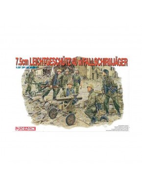 Caixa de maquete Dragon 7.5cm Leichtgeschütz 40 w/Fallschirmjäger