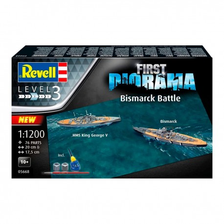 Conjunto de Diorama Batalha de Bismarck 1/1200 Revell com navios