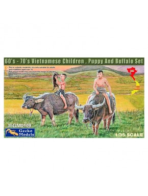 Set modélisme 1/35 enfants vietnamiens avec buffles