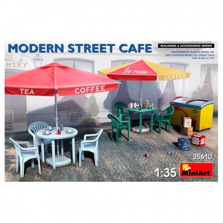 Maquette 1/35 Café de Rue Moderne MiniArt avec accessoires