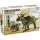 Conjunto diorama Chasmosaurus pintado e montado