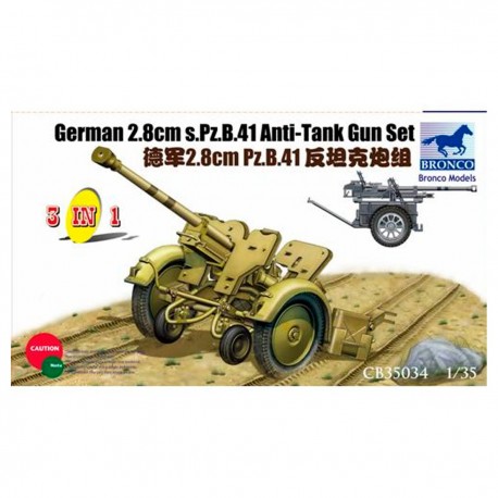 Ensemble canon antichar allemand 2,8cm s.Pz.B.41 échelle 1/35