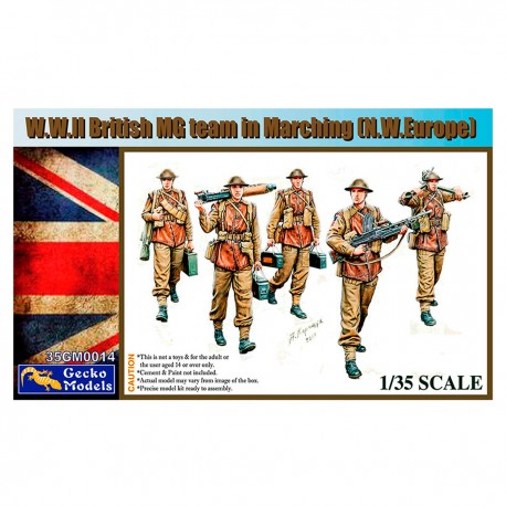 Modèles 1/35 de l'équipe MG britannique WWII en marche